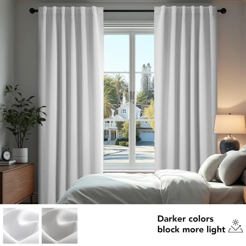 Blackout Curtains for Bedroom 108 Inches Long (Greyish White / 52"W x 108"L (Pack of 2))