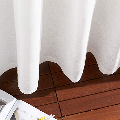 Linen Curtains Off White Sheer Flax Textured (52"W x 84"L (Pack of 2) / Off White)