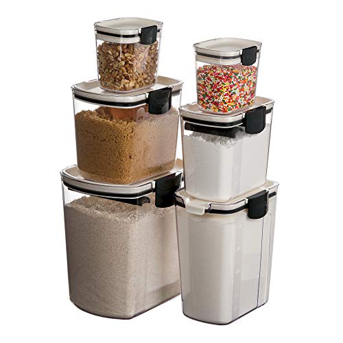 ProKeeper Baker's Airtight Kitchen Storage Canister Container Set for Flour (Black Latches / 6- Piece)