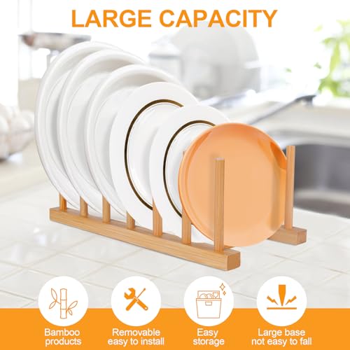 Bamboo Wooden Dish Racks Plate Stand Holder Vertical Drainer Kitchen Cabinet Organizer for Dish