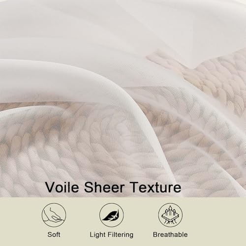 Ivory Sheer Curtains for Bedroom Living Room 96 Inches Long 2 Panels (Ivory / 42"W x 96"L (Pack of 2))