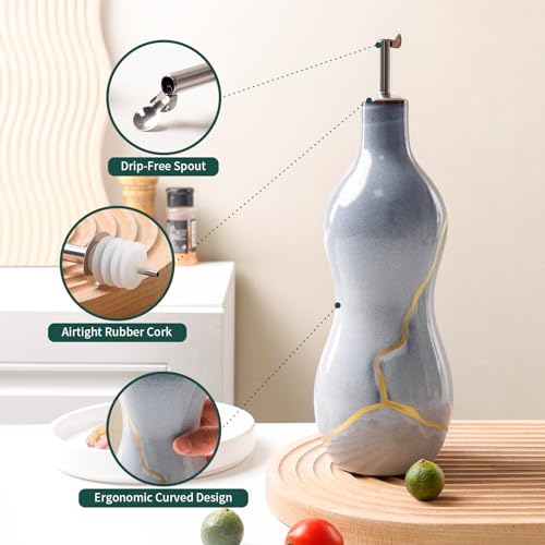 Ceramic Olive Oil Dispenser Bottle (Light Blue)