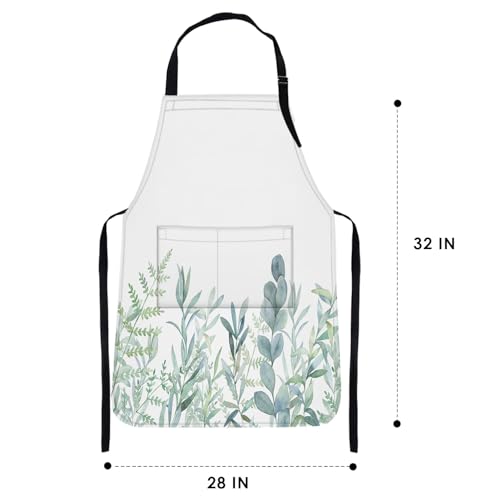 Apron with Pockets (Green Plants)