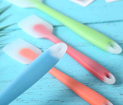 Silicone Spatula Set of 4 (2 Large(Blue, Green) + 2 Small(Orange, Red))