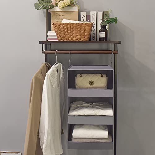 3 Shelf Hanging Closet Organizer (3-shelf Ash Gray / 2-Pack)