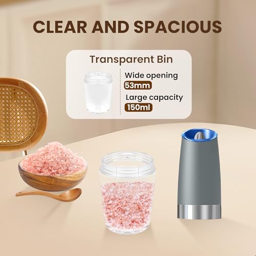 Battery Gravity Salt Pepper Grinder Set (Battery/Set/Light Grey)