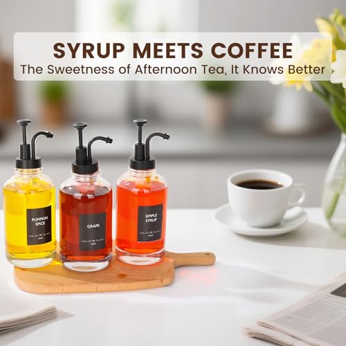 16.9oz Glass Coffee Syrup Dispensers 4 (Black)