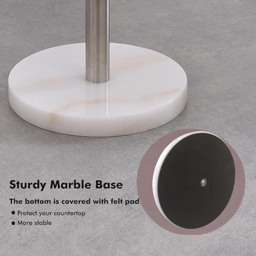 Paper Towel Holder Countertop with Heavy Marble Base (Brushed Nickel)