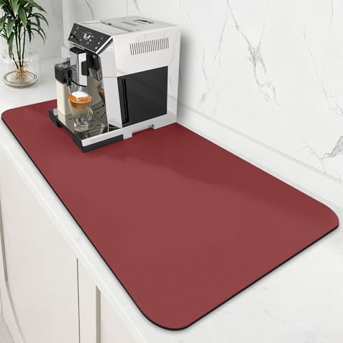 Coffee Mat Super Absorbent Dish Drying Mat Coffee Bar Mat 18"x 36" (Red / 36" x 18")