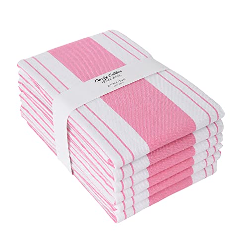 Stripe Kitchen Towels Decor Mordern Design Centreband Dish Towels Boho Stripe Absorbent Festive Gift Set of 6 Pantry Reusable Kitchen Dish Towel (Pink (Modern))