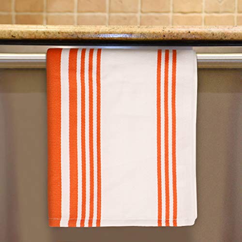Kitchen Towels 100% Cotton Dish Towels for Kitchen (20" x 30" (Set of 6) / 053 Orange/White)