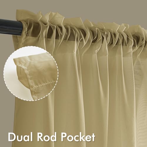 Gold Sheer Curtains 108 Inches Long 4 Panels 42 x 108 Inches (42"W x 108"L (Pack of 4) / Gold)