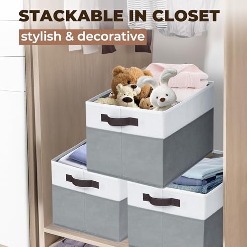 8 Pack Closet Organizers and Storage Bins (8pcs - Rectangular 16"x12" / White with Grey)
