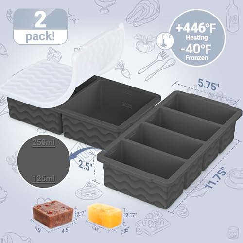 Silicone Freezer Trays with Lid for Soup (Dark Gray)