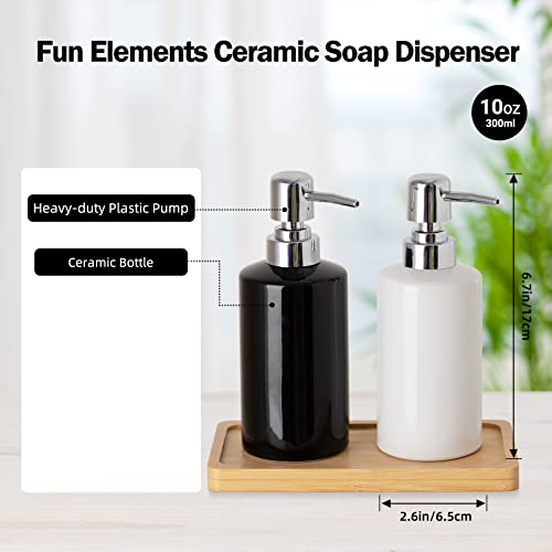FE 10 Oz Ceramic Hand Soap Dispenser for Bathroom and Kitchen (White)