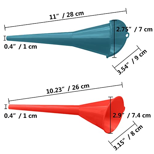 Plastic Long Neck Oil Funnels (Red Blue(1+1 pack）)