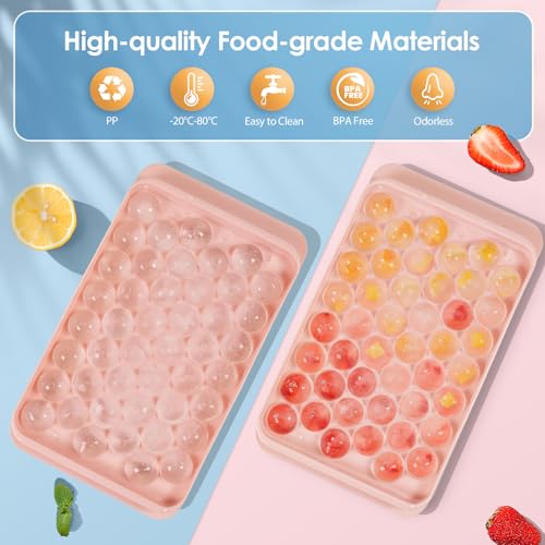 Ice Cube Tray with Lid and Bin (0.8"-2 pack / Pink)