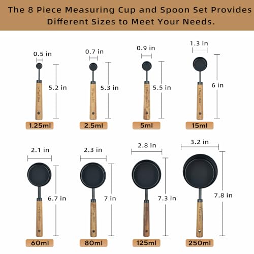 Measuring Cups and Spoons Set of 8 (Black)