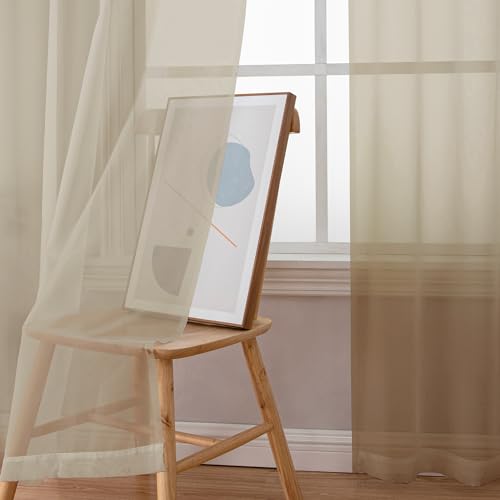 Taupe Sheer Curtains 63 Inch Length 2 Panels (Taupe / 42"W x 63"L (Pack of 2))
