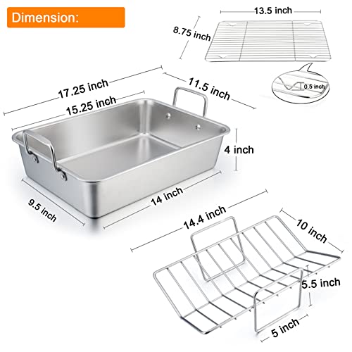 Stainless Steel Roasting Pan (Silver / Large)