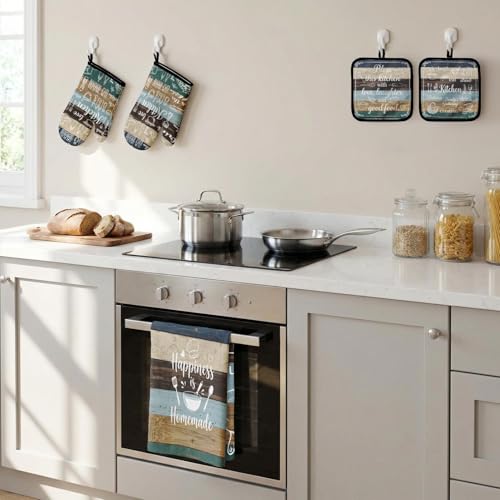 Teal Striped Kitchen Decor Set (Teal Striped)