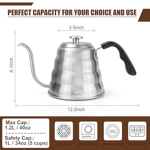 Tea Kettle For Stovetop (Silver (with Thermometer) / 1.3 Quarts)