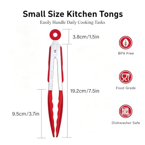 7 Inch Silicone Kitchen Tongs (Red / 7inch)