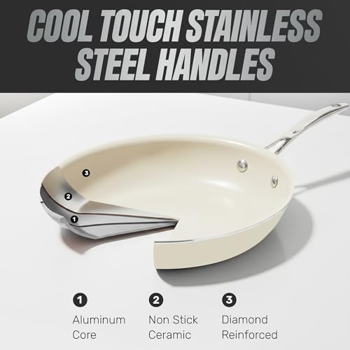 20 Pc Ceramic Cookware Set (Cream White / 20 Piece Set)