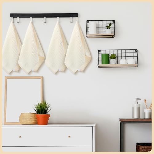 4 Pack Cream Hand Towels Waffle 100% Cotton 13x29 Inch (Cream)
