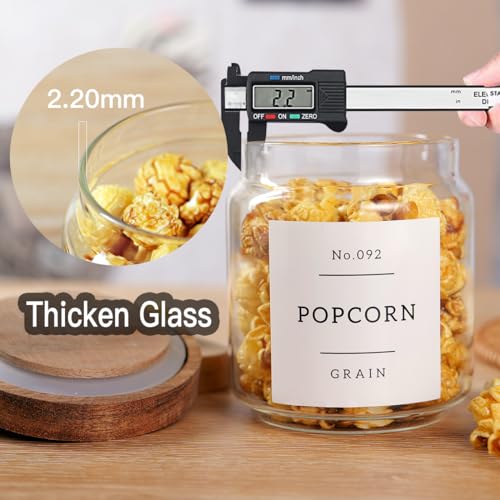 6 Set Glass Pantry Storage Jars with Acacia Airtight Lid (15 oz (6 pcs))