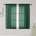 Hunter Green Sheer Curtains for Bedroom Living Room 45 Inch Length 2 Panels (Hunter Green / 42"W x 45"L (Pack of 2))