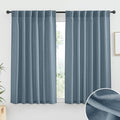 Linen Semi Sheer Kitchen Window Curtains Over Sink 36 inches Length (Stone Blue / 52"W x 36"L (Pack of 2))