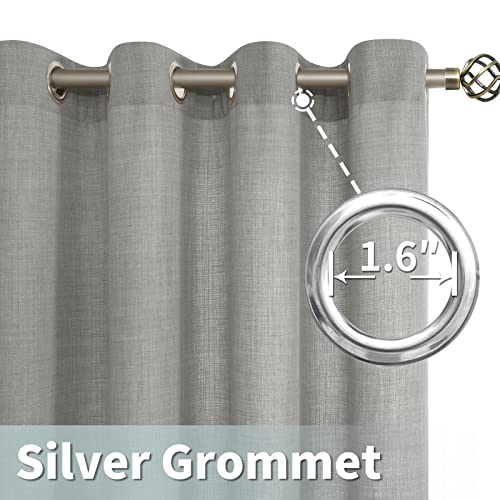 Natural Grey Linen Curtains for Bedroom 84 Inch Length 2 Panels (52"W x 84"L (Pack of 2) / Silver Grommet-grey)