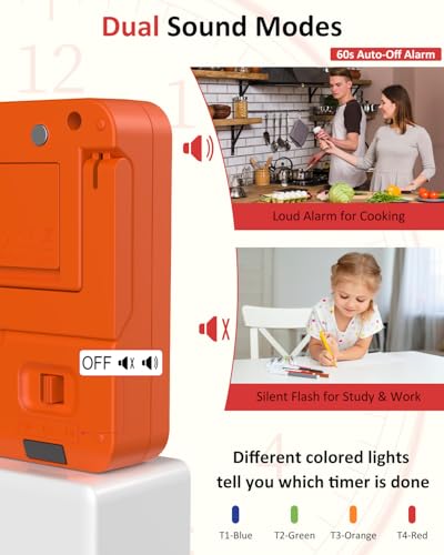 Digital Kitchen Timer with 4 Channel (Orange)