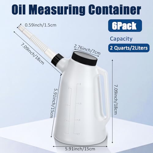 6 Pack 2 Quart Oil Measuring Container Oil Jug for Automotive Fluids (Black / 2 Quart)