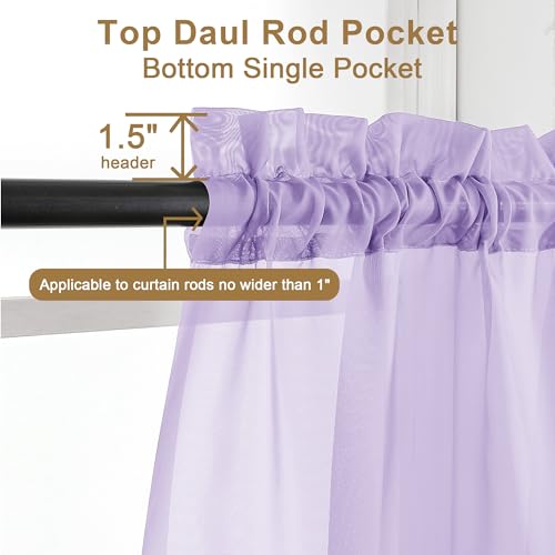 Sheer Lilac Curtains 90 inches Long 2 Panels (Lilac / 42"W x 90"L (Pack of 2))