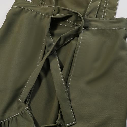 Cute Cotton Apron with Lace for Women (Medium / Army Green)
