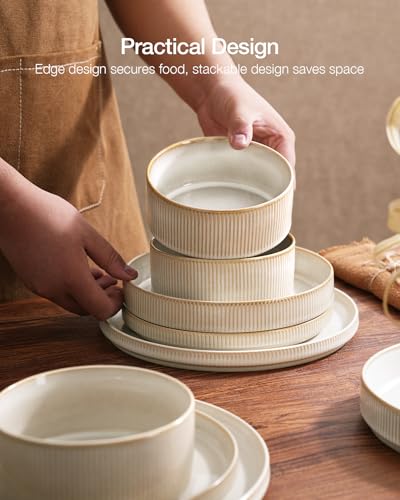 Star Dinnerware Sets with Mugs (Cappuccino White)