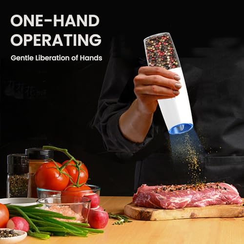 Rechargeable Gravity Salt Pepper Grinder Set (Rechargeable/2pcs/Black+White)