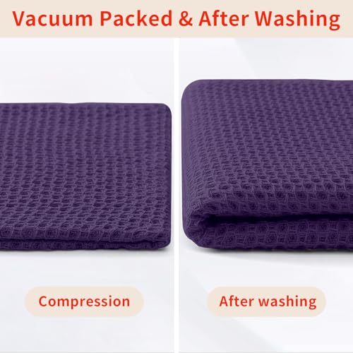 100% Cotton Waffle Weave Kitchen Dish Cloths 12 (Eggplant / 12 X 12 - 12 Pack)