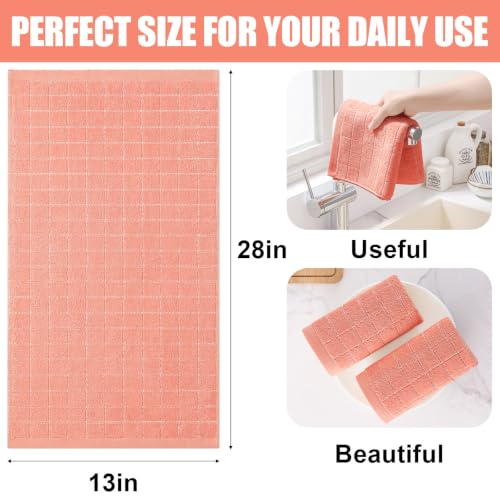 100% Cotton Terry Kitchen Towels (Coral / 13 X 28 - 6 Pack)