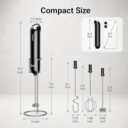 InstaWhisk Upgraded Milk Frother with Variable Speed (White / Metal Stand)
