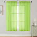 Sheer Curtains 63 Inch Length 2 Panels Set for Living Room Bedroom (Lime / 42"W x 63"L (Pack of 2))