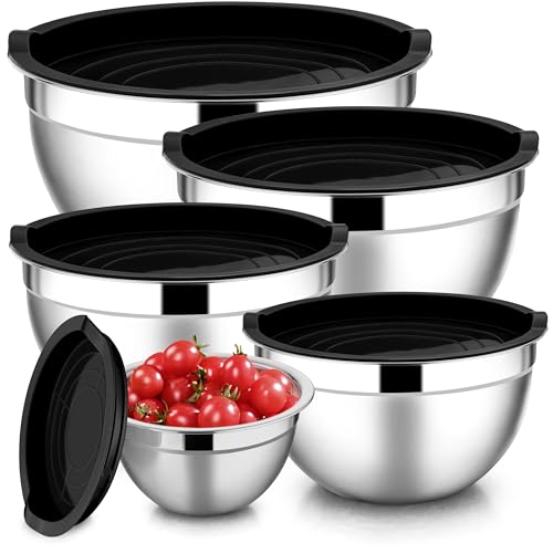 Mixing Bowls with Lids Set of 5 (Black)