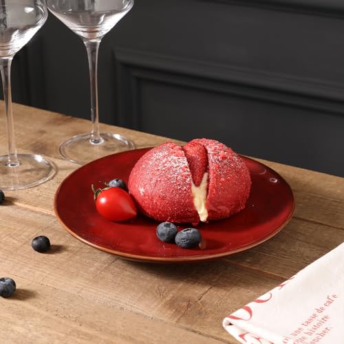 Ceramic Dessert Salad Plates (Cherry Red)