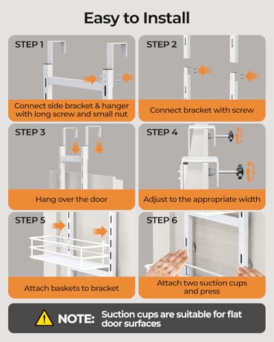 6 Tier Narrow Pantry Door Organizer (White-6)