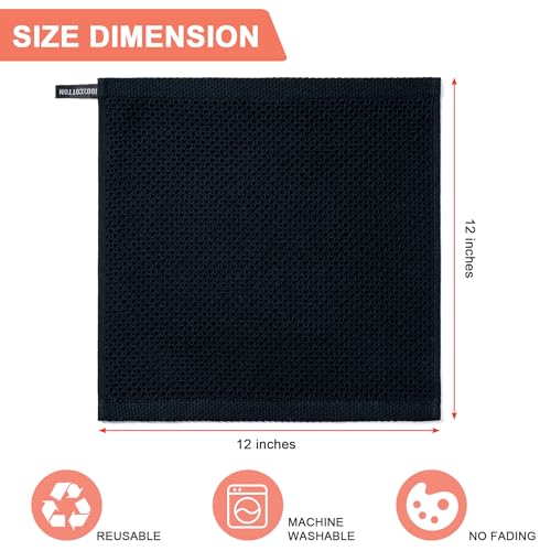 Kitchen Towels 6 (Black / 12 x 12 - 6 Pack)