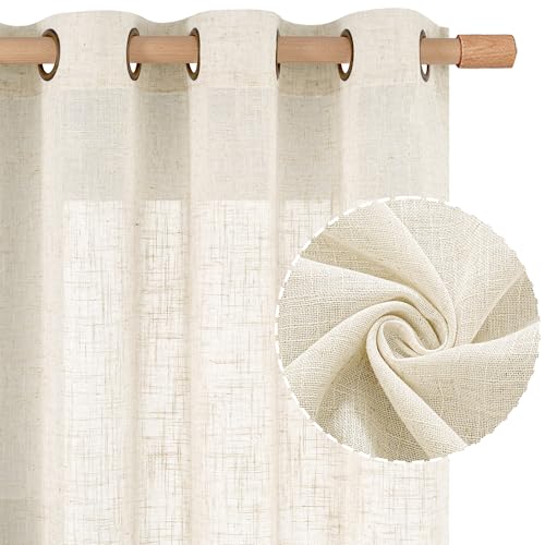 102 inch Long Natural Linen Curtains for Living Room 2 Panels (52"W x 102"L (Pack of 2) / Natural)