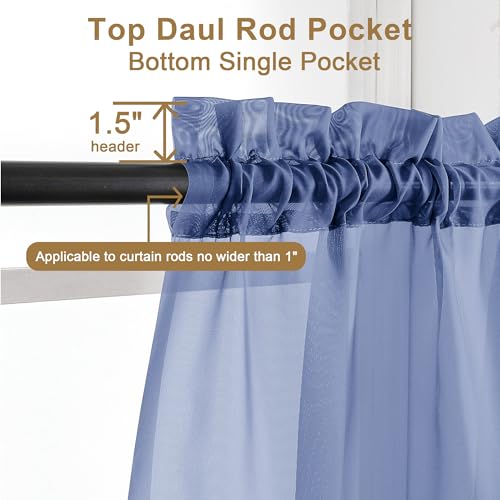 Royal Blue Sheer Curtains 96 inches Long 2 Panels (Royal Blue / 42"W x 96"L (Pack of 2))