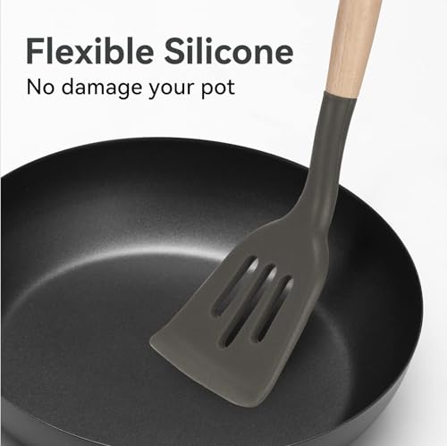 Non Stick Silicone Cooking Utensils Set (5 PCS Set Grey)